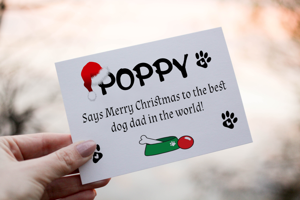 Dog Dad Christmas Card, Dad Christmas Card, Personalized Card